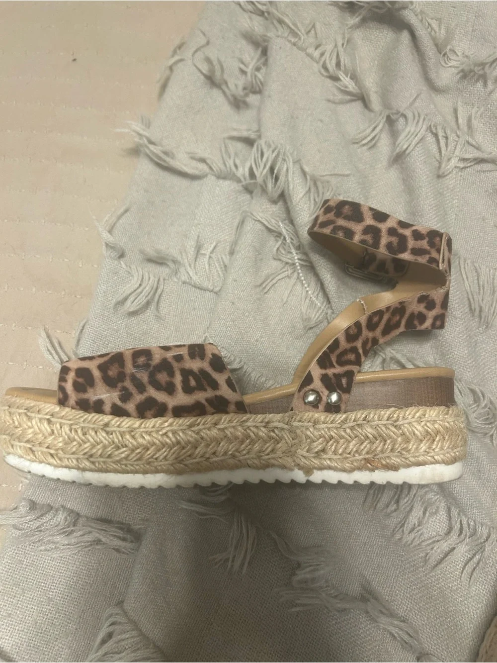 Soda Leopard Print Espadrille Platform Sandals - Brown